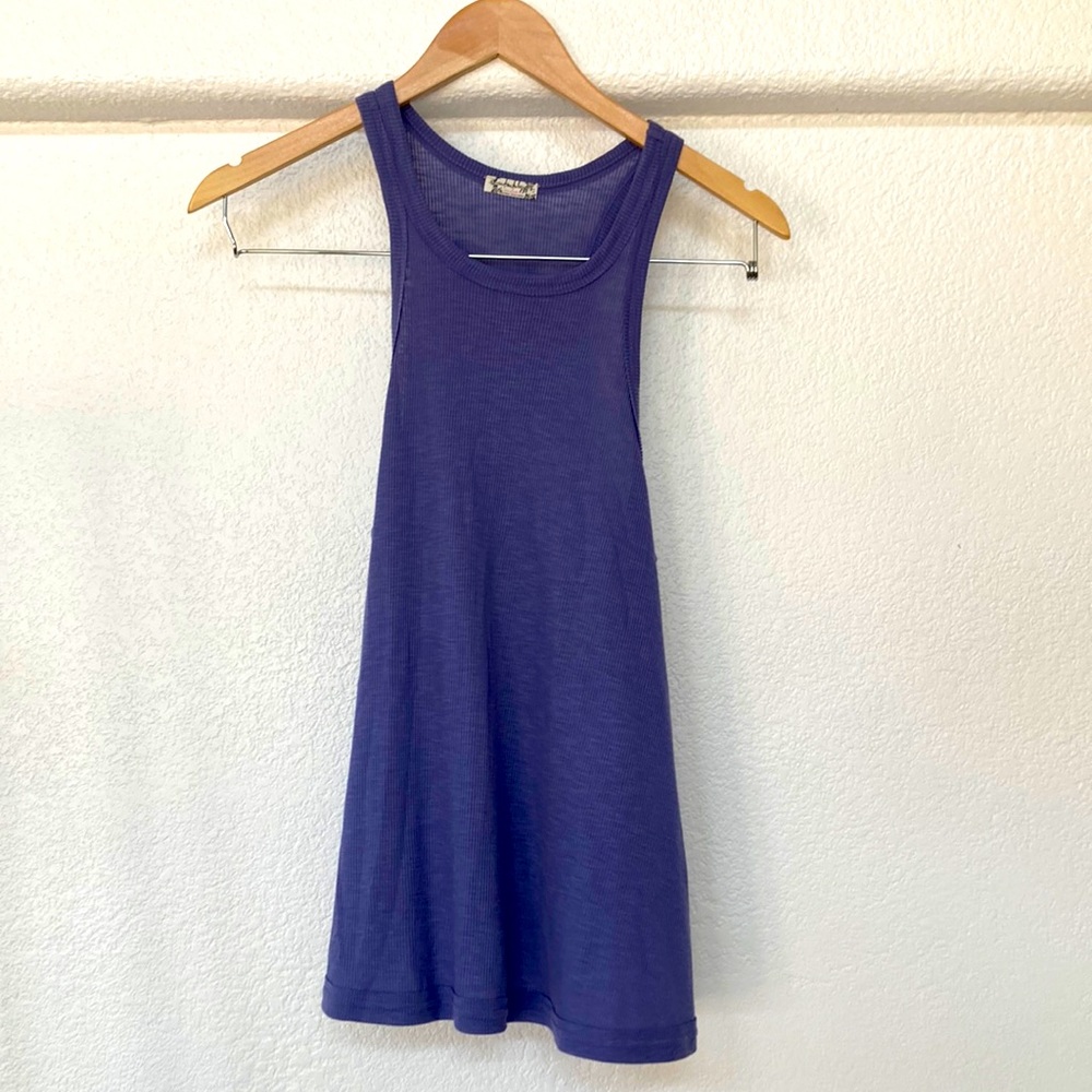 Free People Intimately Iris Purple Ribbed Racer Back Tank size small